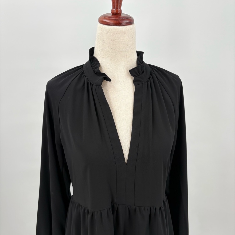 Amanda Uprichard Black Long Sleeve Tiered Saffron Mini Dress XS - Picture 4 of 7